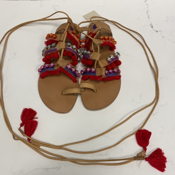 COPY - Anthropology Barbara barbieri tassel Pom lace Gladiator Sandal - Picture 9 of 16